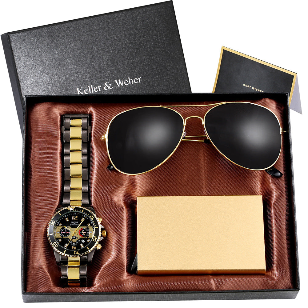 Keller Weber Men's Quartz Watch and Sunglasses Gift Set