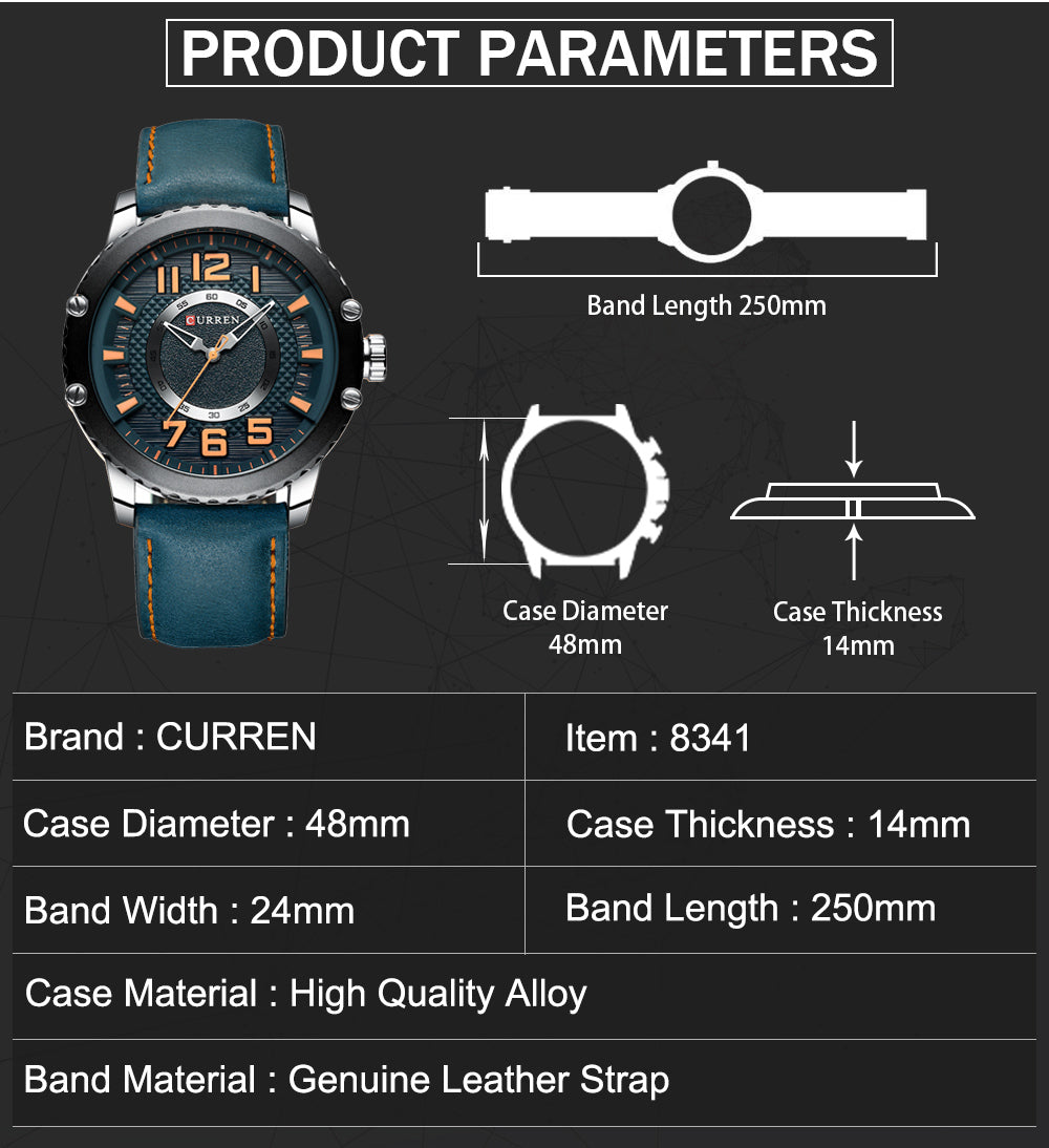 Stylish Men's Quartz Watch with Calendar (Model 8341)
