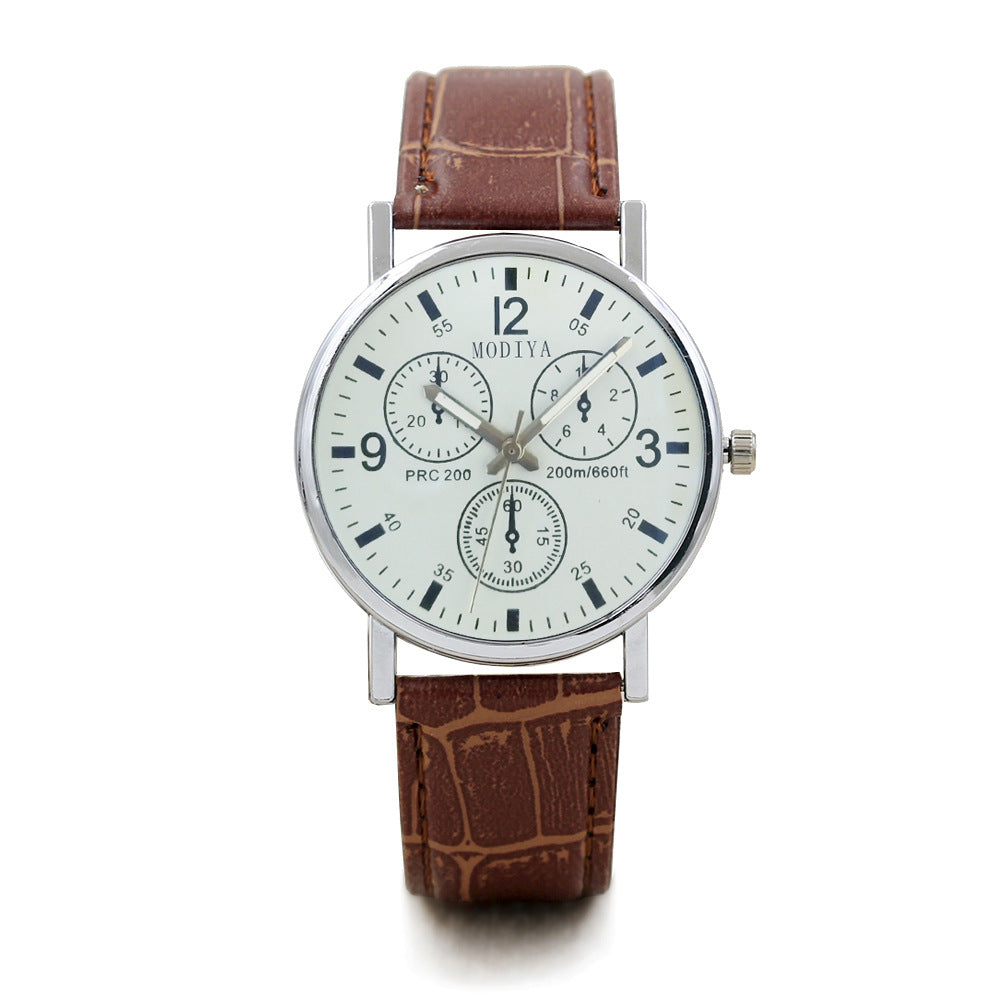 Men's Quartz Watch with Creative Blue Light Design