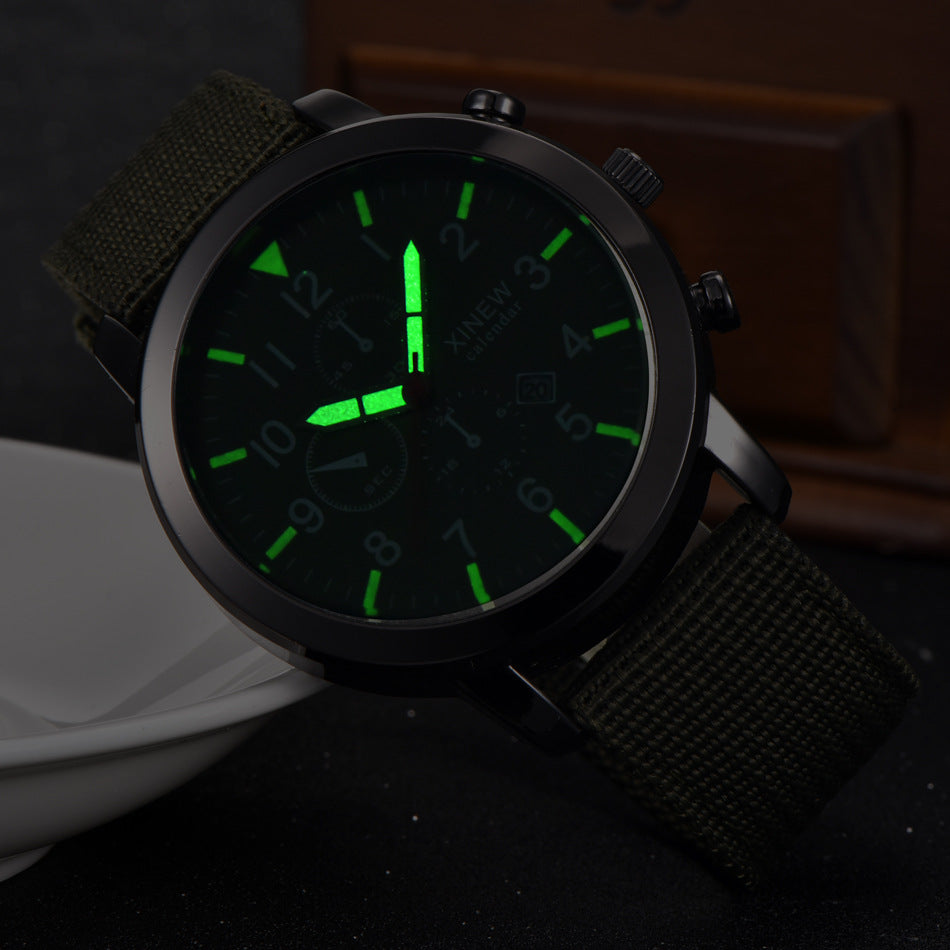 XINEW Men's Quartz Watch with Nylon Strap and Calendar