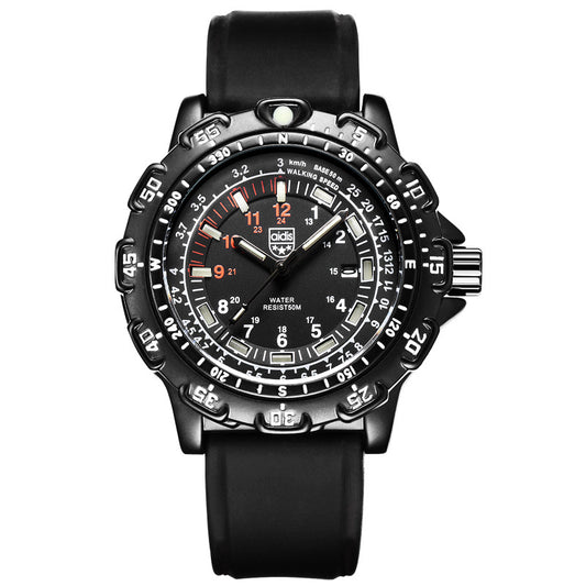 Men's Waterproof Tactical Quartz Watch with Glow Features
