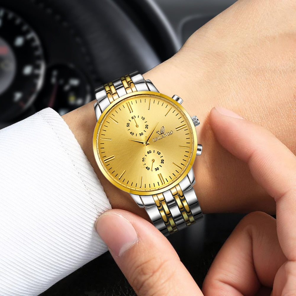 Men's Steel Band Quartz Watch with Scale