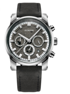Men's Quartz Watch with Waterproof Leather Strap
