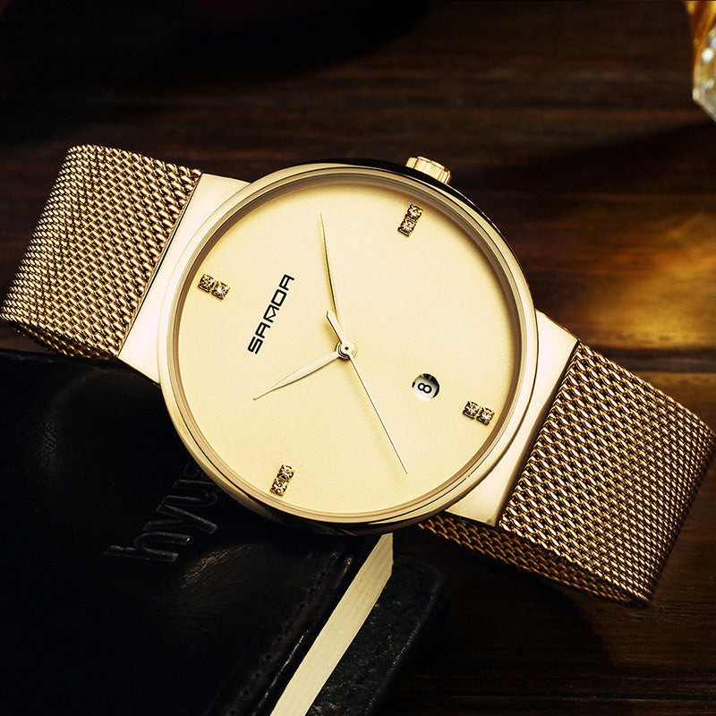 Men's Waterproof Quartz Watch with Calendar Feature