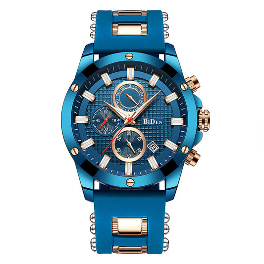 BIDEN Men's Quartz Watch with Silicone Strap (OEM)