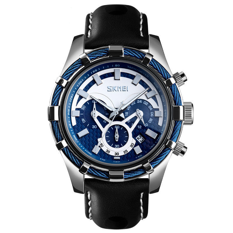 Luminous Multi-Function Quartz Leather Men's Watch