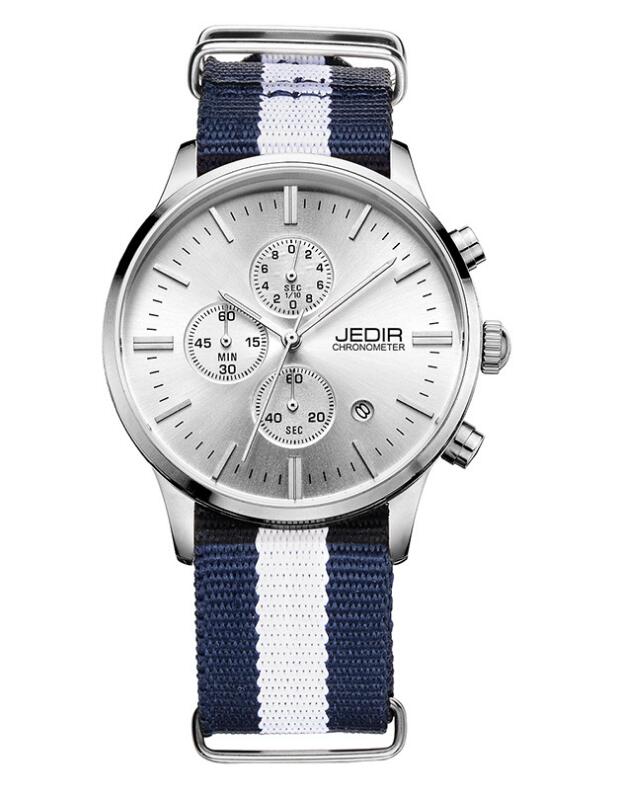 Men's Quartz Watch with Canvas and Leather Band