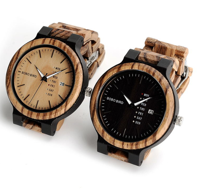 BOBOBIRD Men's Quartz Watch - Classic Two-Tone Wood