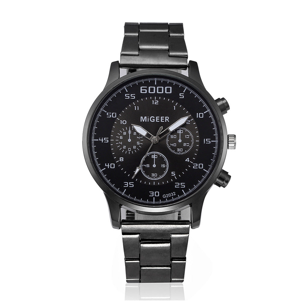 Men's Quartz Watch with Steel Belt and Mesh Strap