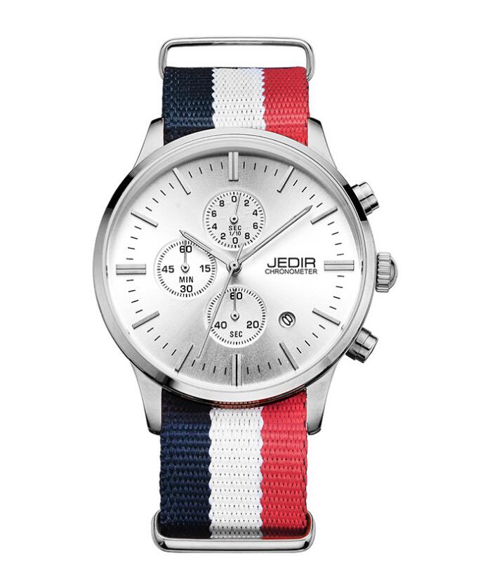 Men's Quartz Watch with Canvas and Leather Band