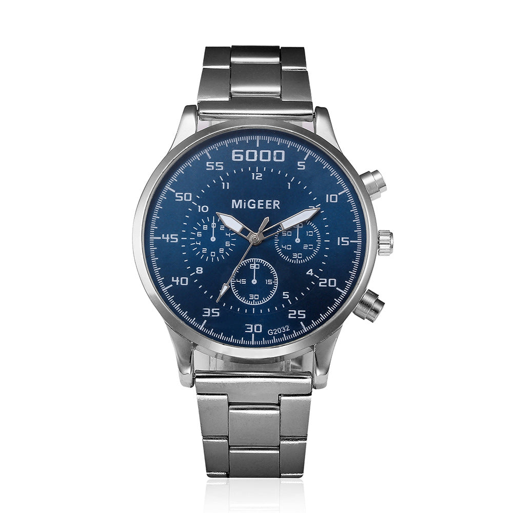 Men's Quartz Watch with Steel Belt and Mesh Strap