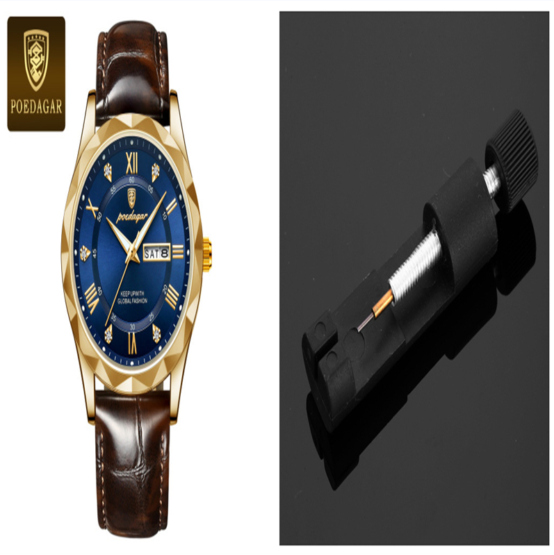 Men's Leather Strap Quartz Watch