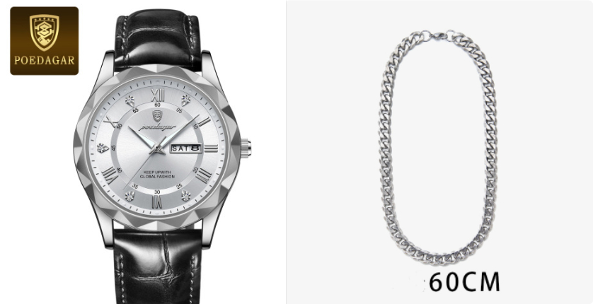 Men's Leather Strap Quartz Watch