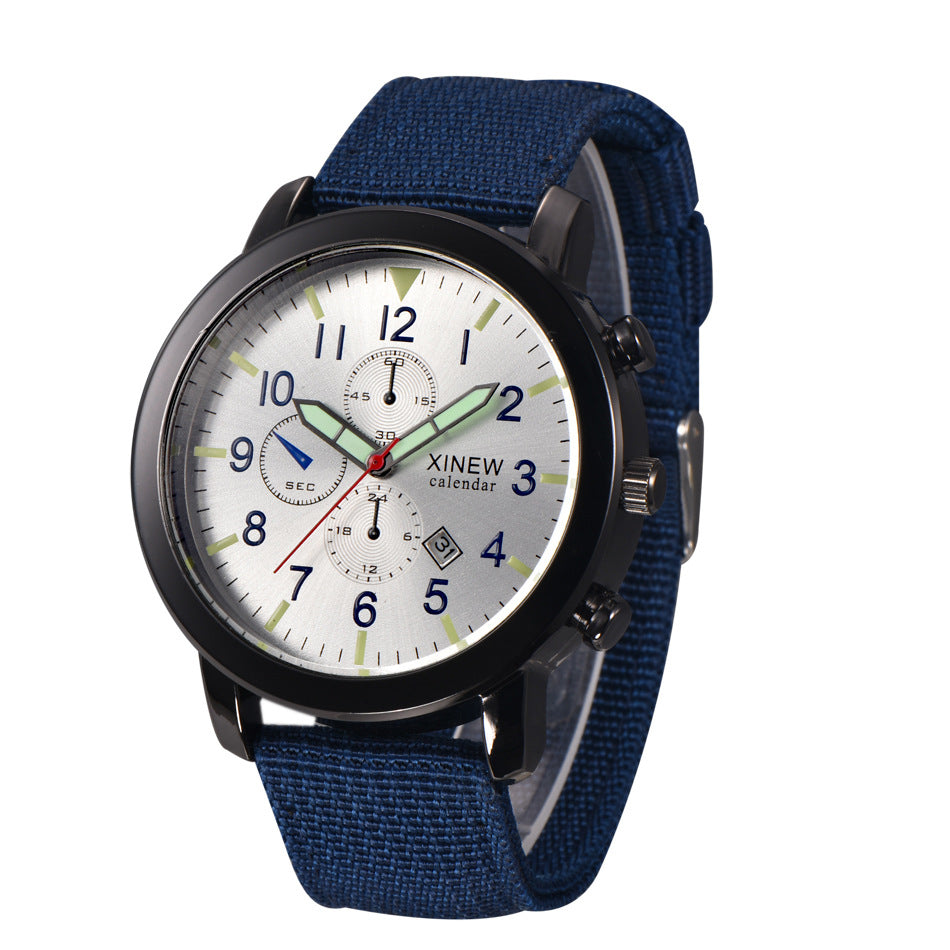 XINEW Men's Quartz Watch with Nylon Strap and Calendar