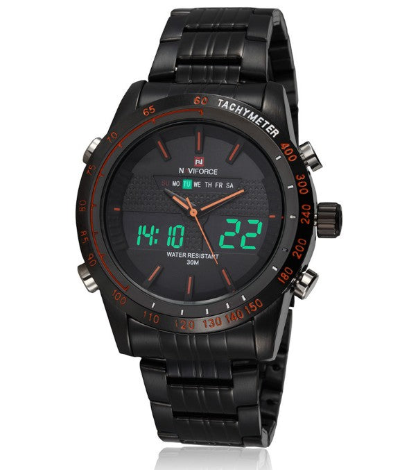 Men's Waterproof Sports Watch, LED Dual Display Quartz