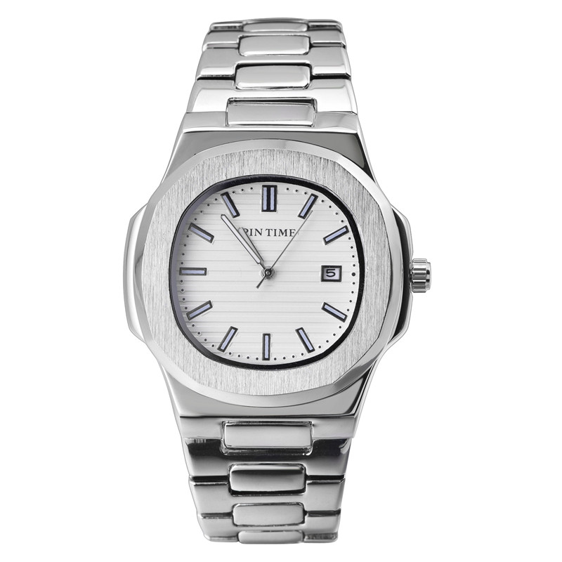 Men's Quartz Watch with Calendar, Waterproof Luminous Steel Band