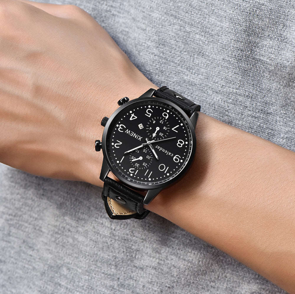 Business Men's Watch with Calendar Quartz Movement