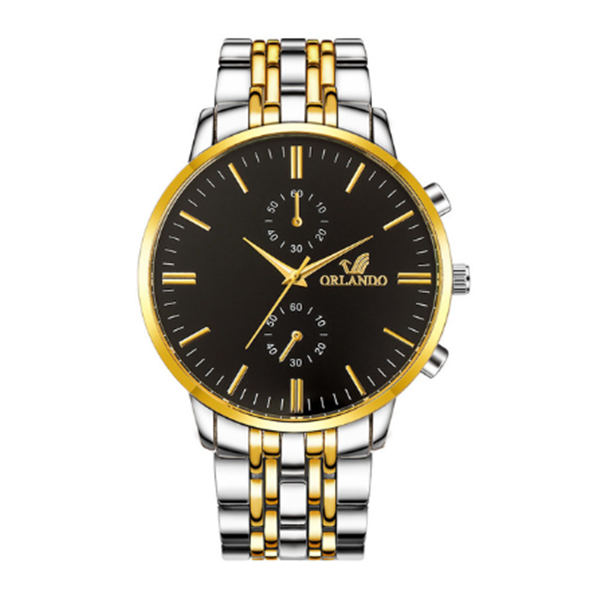 Men's Steel Band Quartz Watch with Scale