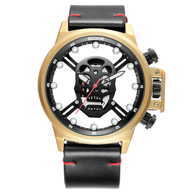 Men's Quartz Sports Watch with Skull Design