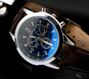 Men's Quartz Watch with Colorful Glass Dial (Three Eyes)