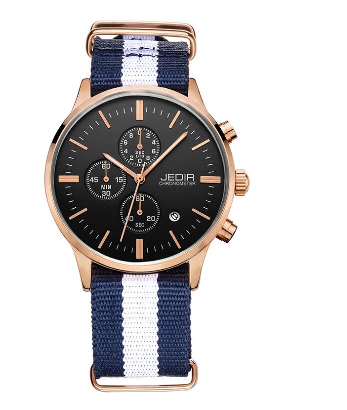 Men's Quartz Watch with Canvas and Leather Band