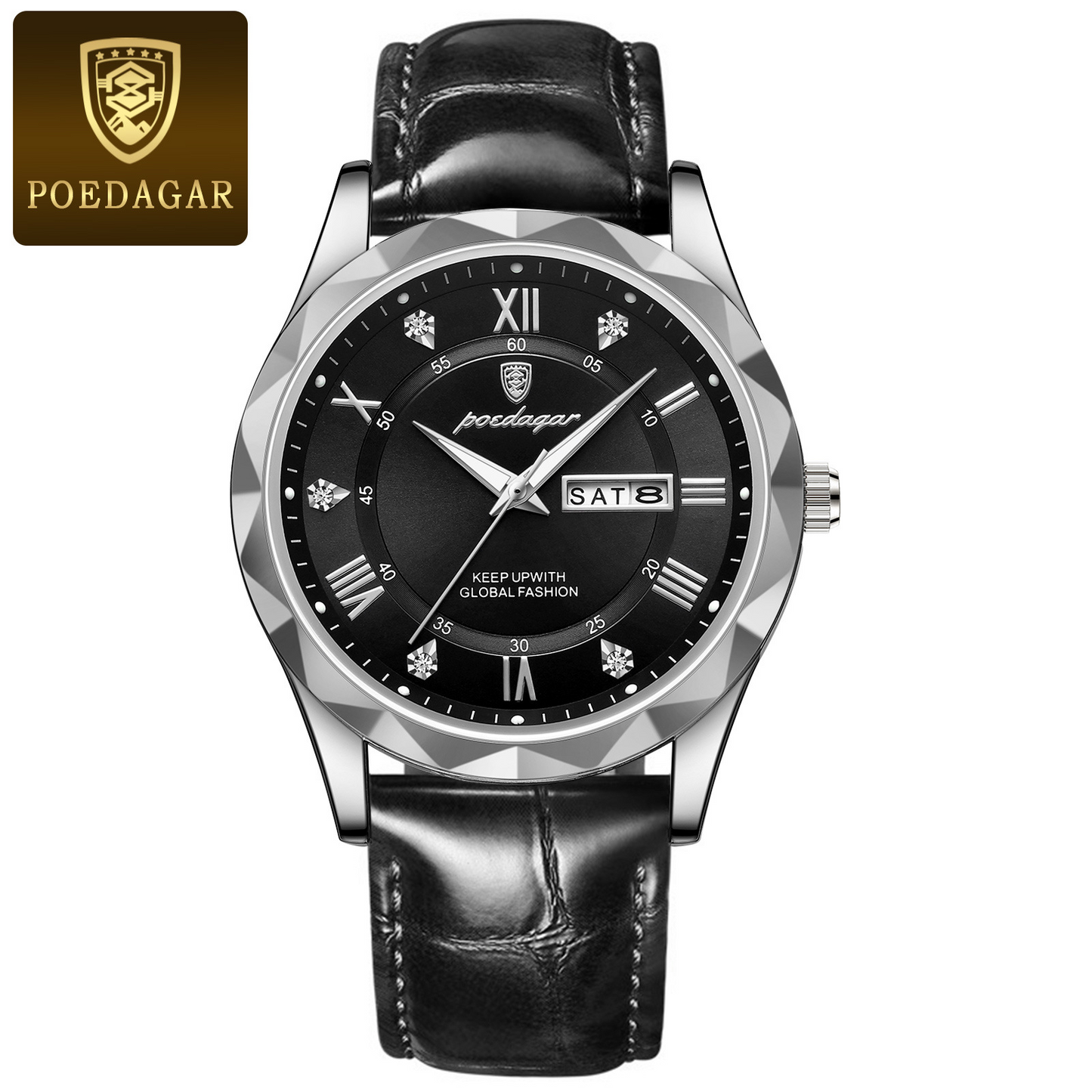 Men's Leather Strap Quartz Watch