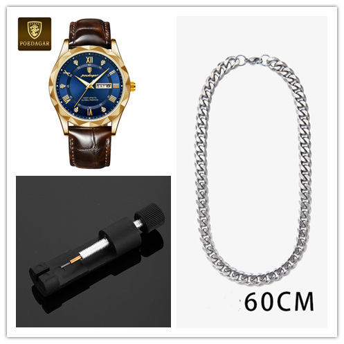 Men's Leather Strap Quartz Watch