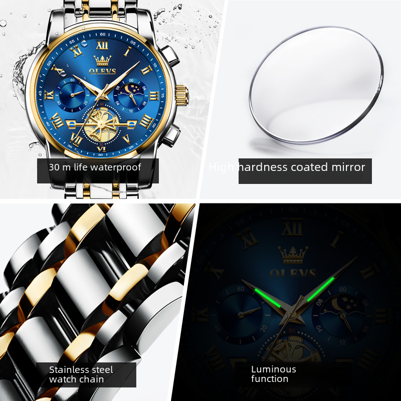 Oli's Brand Men's Quartz Watch with Luminous Waterproof Feature