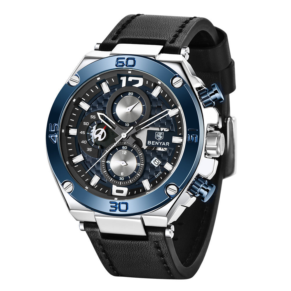 Men's Waterproof Quartz Watch with Multifunctional Features
