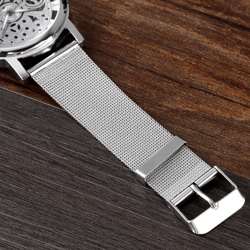 Men's Mesh Band Hollow Design Quartz Watch