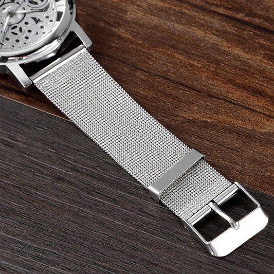 Men's Mesh Band Hollow Design Quartz Watch