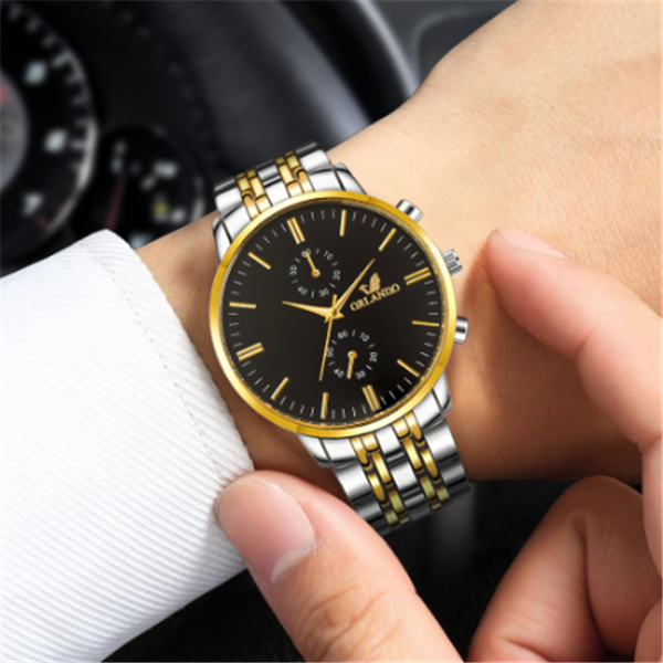 Men's Steel Band Quartz Watch with Scale