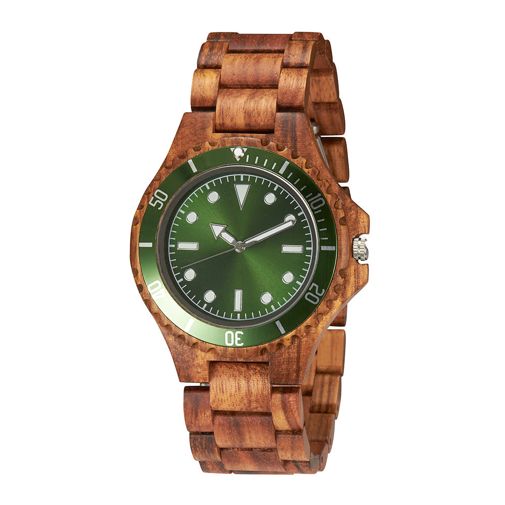 Men's Solid Wood Business Quartz Watch Set