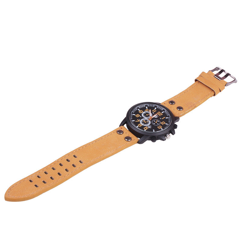 Fashionable Leather Men's Quartz Watch - Direct from Factory