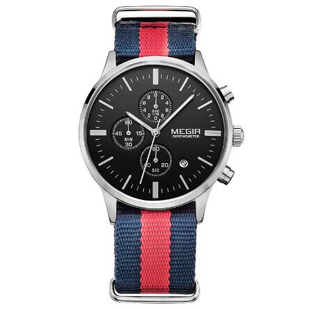 Men's Quartz Watch with Canvas and Leather Band