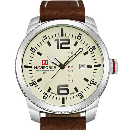 Men's Fashion Sports Quartz Watch with Leather Strap