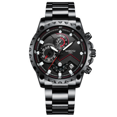 Men's Quartz Watch with Steel Band and Waterproof Design