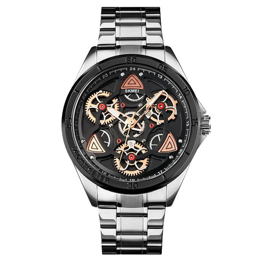 Men's Mechanical Wind Quartz Watch with Steel Band