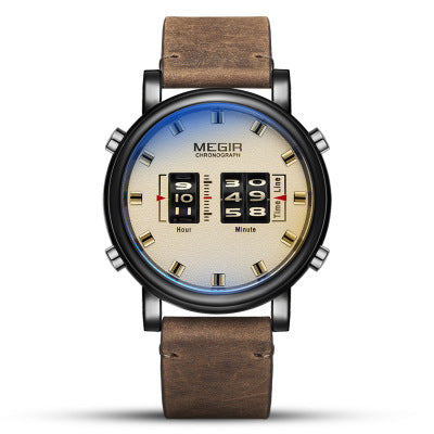 Men's Quartz Watch, Waterproof Leather Business Watch
