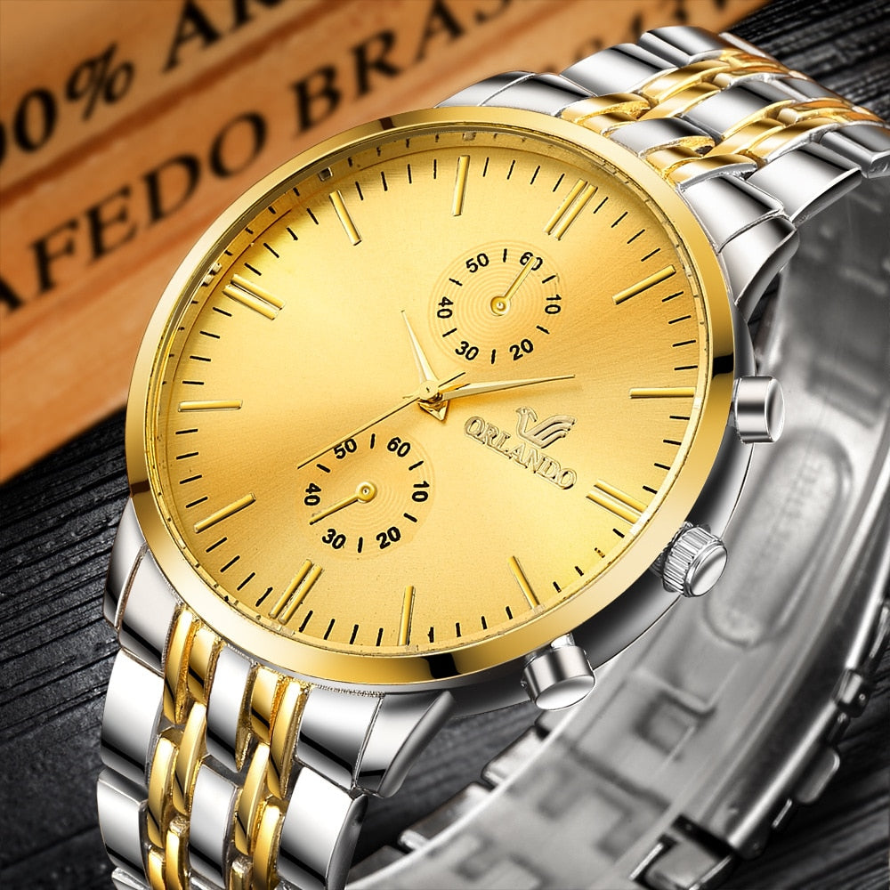Men's Steel Band Quartz Watch with Scale