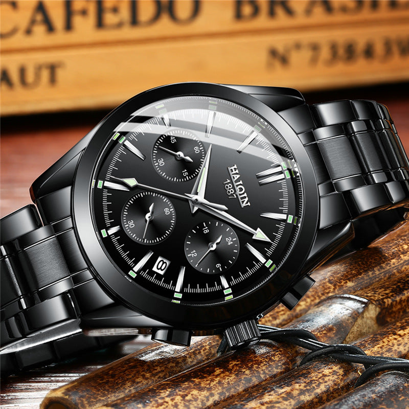 Haqin Men's Multifunctional Waterproof Quartz Watch