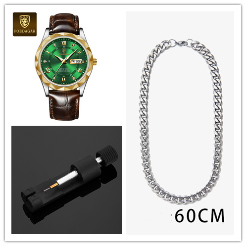 Men's Leather Strap Quartz Watch
