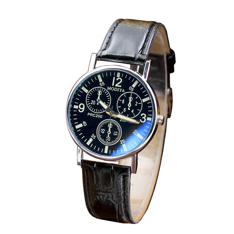 Men's Quartz Watch with Creative Blue Light Design