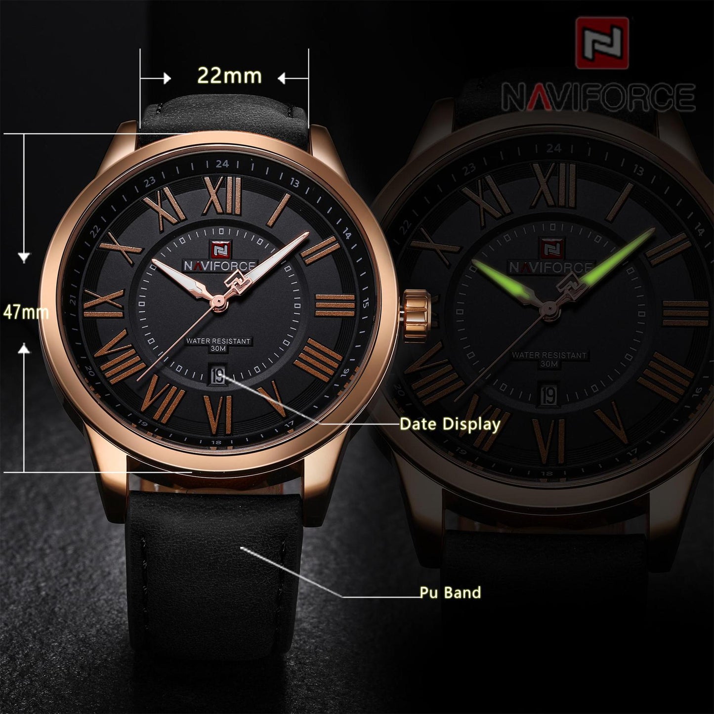 NAVIFORCE 9126 Men's Quartz Watch with Leather Strap