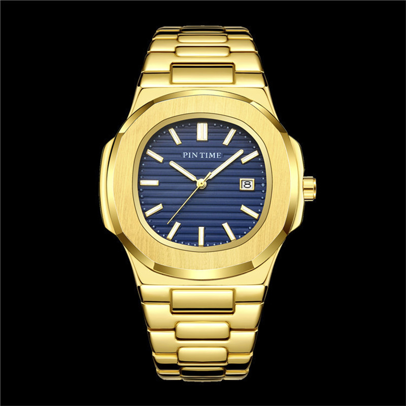 Men's Quartz Watch with Calendar, Waterproof Luminous Steel Band