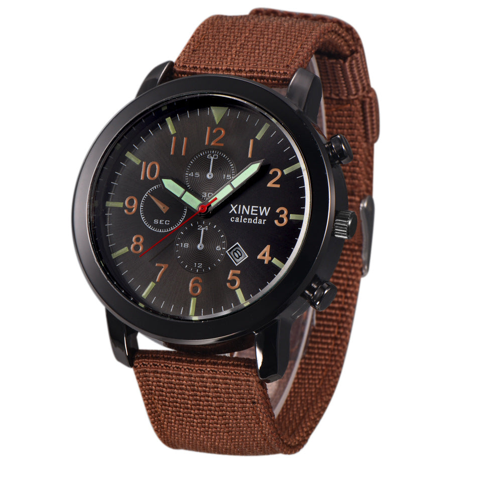 XINEW Men's Quartz Watch with Nylon Strap and Calendar
