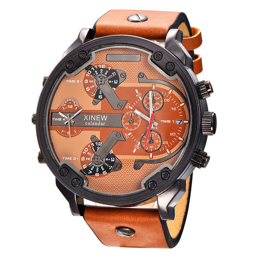 Men's Quartz Sport Watch with Leather Strap