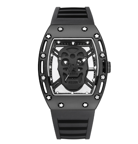 Men's Silicone Quartz Watch with PU Strap