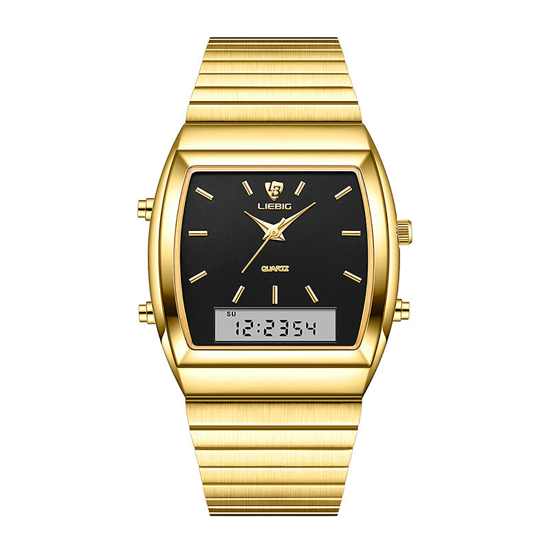 LIEBIG Square Black Dial Men's Quartz Watch Dual Display