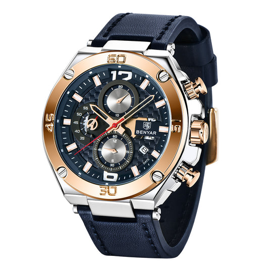 Men's Waterproof Quartz Watch with Multifunctional Features